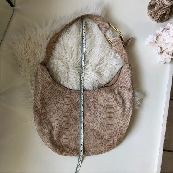 Banana Republic Snakeskin Embossed Leather Boho Crossbody Purse Handbag - Picture 16 of 16